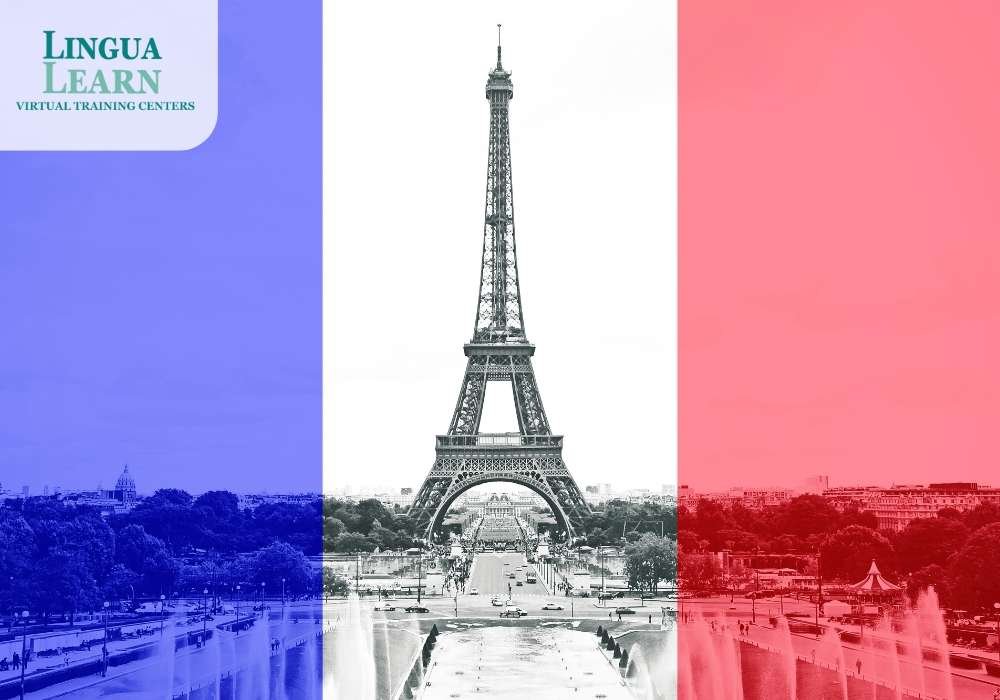 Eiffel Tower with background french's flag